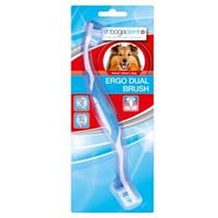 Produktbild von Bogadent Ergo Dual Brush Hundezahnbürste für Hunde mit 2 Bürstenköpfen blau-weiß - 1 Stk.