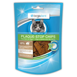 Produktbild von bogadent PLAQUE-STOP CHIPS Chicken Zahnpflege Dentalsnack für Katzen Huhn 4x50g