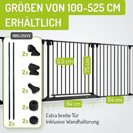 BOMI Kaminschutzgitter Milo Absperrgitter für Kamin und Ofen ohne Bohren Schwarz 223-525 cm – Bild 1 von 8
