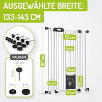 Produktbild von Bomi Tierschutzgitter Merle Treppenschutzgitter aus Metall mit Katzenklappe Weiß XXL 73-143 cm