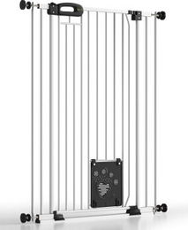 Bomi Tierschutzgitter Merle Treppenschutzgitter ohne Bohren für Hunde und Katzen aus Metall in Weiß Breite 93-103 cm – Bild 1 von 6