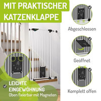 Produktbild von Bomi Tierschutzgitter Mira mit Katzenklappe aus Metall in Weiß für Hunde und Katzen Breite 73-143 cm - 1 Stk.
