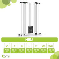 Produktbild von bomi Tierschutzgitter mit Katzenklappe extrahoch 107 cm Mira Treppenschutz aus Metall in Weiß für Hunde und Katzen Größe S