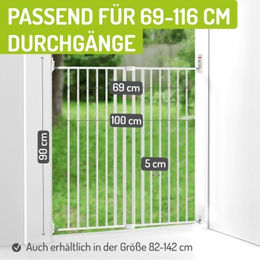Bomi Türschutzgitter Maja Metall Weiß 69-116 cm für Drinnen und Draußen – Bild 1 von 3