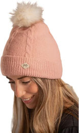 Bommelmütze Pénélope Michka für Damen aus Acryl in Rosa Weiß – Bild 1 von 1