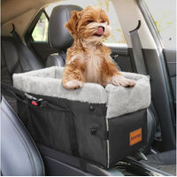 Produktbild von BONTHEE Hunde-Autositz für kleine Hunde als Booster-Sitz für die Mittelkonsole aus Plüsch in Schwarz