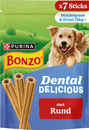 Bonzo Dental Delicious Kausnack für Hunde mit Rind Geschmack Medium 6 x 200 g – Bild 1 von 3