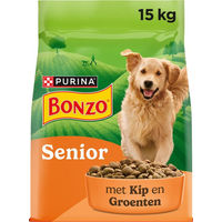 Produktbild von Bonzo Senior Hundefutter mit Huhn in Stückchen für Haut, Fell und Verdauung 15 kg
