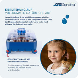 Borotto Lumia 16 Automatischer Brutautomat aus Kunststoff für Huhn Wachtel und Gans in Blau – Bild 1 von 4