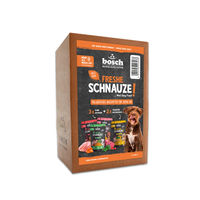 Produktbild von Bosch Freshe Schnauze Nassfutter für Hunde Adult Mixpaket Rind Huhn Pute 5 x 250 g mit hohem Fleischanteil und ohne Zucker - 5 x 250 g