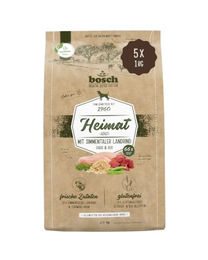 Bosch Heimat Hundefutter Adult mit frischem Simmentaler Landrind und Huhn glutenfrei 5 x 1 kg - 5 x 1 kg – Bild 1 von 1