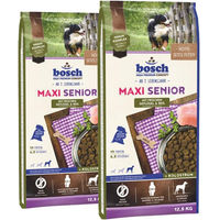 Produktbild von Bosch Maxi Senior Hundefutter für große Rassen mit Geflügel und Fisch zur Gewichtskontrolle 25 kg - 2 x 12,5 kg