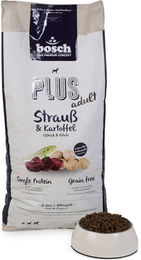 Produktbild von Bosch PLUS Hunde-Trockenfutter Strauß und Kartoffel Monoprotein für alle Altersstufen 2x12,5kg