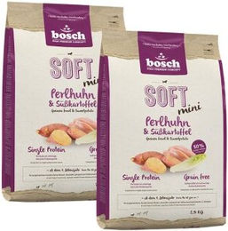 Produktbild von Bosch Soft Mini Hundefutter Perlhuhn und Süßkartoffel getreidefrei monoprotein sensitive 2x2,5 kg - 2 x 2,5 kg