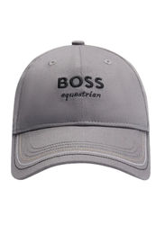 Produktbild von BOSS Equestrian Cap mit Stickerei in Grau aus Leder