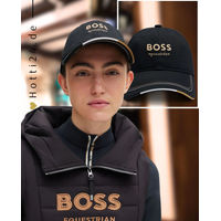 Produktbild von BOSS Equestrian Cap mit Stickerei in Schwarz aus Leder