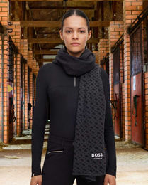 Produktbild von BOSS Equestrian Damen Schal Monogramm Schwarz aus Baumwolle