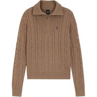Produktbild von BOSS Equestrian Ella Zip Strickpullover Damen Braun aus Polyacryl und Baumwolle