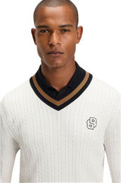 BOSS Equestrian Jan Strickpullover Cable Herren aus Baumwolle in Beige oder Weiß Größe L – Bild 1 von 2