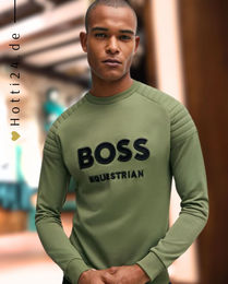Produktbild von BOSS Equestrian Pullover Lex Motor Pads für Herren aus Baumwolle in Grün
