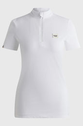 Produktbild von BOSS Equestrian Reitshirt Damen Weiß Kurzarm mit Kunstleder Details