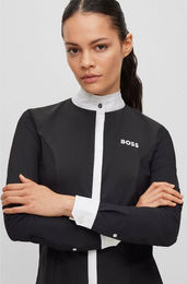 BOSS Equestrian Reitshirt Emma Classic Turnierbluse Damen Langarm Schwarz Baumwolle Größe S – Bild 1 von 1