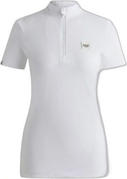 Boss Equestrian Reitshirt Maira Damen Weiß XS mit Kunstleder – Bild 1 von 1