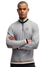 Produktbild von BOSS Equestrian Sweatshirt Troyer Signature für Herren in Graumelange aus Baumwolle