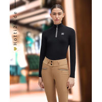 Produktbild von BOSS Equestrian Trainingsshirt Frances Reitshirt für Damen in Schwarz mit Kunstleder-Details