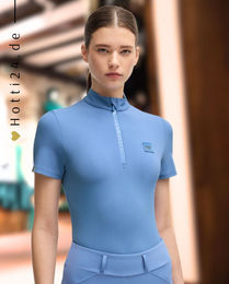 Produktbild von BOSS Equestrian Trainingsshirt Maira Stripes Riviera Blau Reitshirt