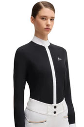 Produktbild von BOSS Equestrian Turnierbluse Emma Black Stripes Reitshirt aus Baumwolle Schwarz