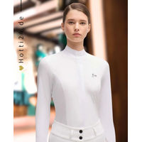 Produktbild von BOSS Equestrian Turnierbluse Emma White Stripes Reitshirt aus Baumwolle Weiß