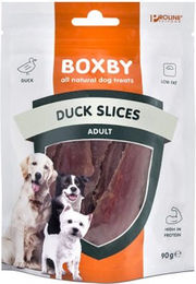 Boxby Duck Slices Belohnungssnack Ente getreidefrei glutenfrei mit hohem Fleischanteil Monoprotein für Hunde Adult 3 x 90 g Sparpaket - 3 x 90 g – Bild 1 von 6