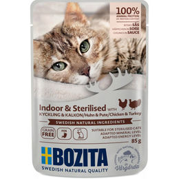 Produktbild von Bozita Cat HiG Indoor+Sterilzed Katzenfutter für Wohnungskatzen zur Gewichtskontrolle 12x85g
