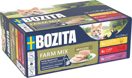 Bozita Cat Mousse Mixed Farm Katzenfutter Adult Getreidefrei Ohne Zuckerzusatz 12 x 85 g – Bild 1 von 6