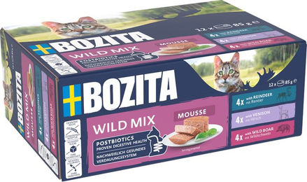 Bozita Cat Mousse Mixed Wild Katzenfutter mit Rentier Hirsch und Wildschwein 12 x 85 g getreidefrei – Bild 1 von 6