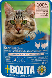 Bozita Cat Pouch Häppchen in Sauce Sterilised Huhn und Pute 12 x 85 g - 12 x 85 g – Bild 1 von 4