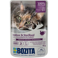 Produktbild von Bozita Cat Pouch Indoor & Sterilised Pute Stückchen in Gelee für Wohnungskatzen 12 x 85 g - 12 x 85 g