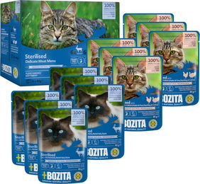 Bozita Cat Pouch Sterilised Nassfutter für Katzen Adult Stückchen in Soße Huhn Pute Rentier Getreidefrei 48 x 85 g - 12 x 85 g – Bild 1 von 8