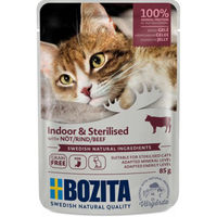 Produktbild von Bozita Cat Pouch Stückchen in Gelee Indoor & Sterilised Rind für Wohnungskatzen 12 x 85 g - 12 x 85 g