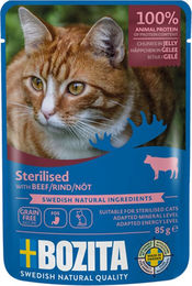 Bozita Cat Pouch Stückchen in Gelee Sterilisiert Rind Adult 12 x 85 g - 12 x 85 g – Bild 1 von 5