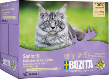 Bozita Cat Senior Nassfutter Stückchen in Sauce Huhn 12 x 85 g getreidefrei - 12 x 85 g – Bild 1 von 10
