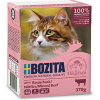 Produktbild von Bozita Cat Tetra Häppchen in Gelee mit Rind und Huhn für Katzen, getreidefrei, 6 x 370 g - 6 x 370 g