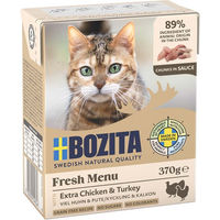 Produktbild von Bozita Hundefutter Adult Tetra Häppchen in Soße mit Hühnchen und Pute getreidefrei 6x370g - 6 x 370 g