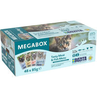 Produktbild von Bozita Hundefutter Stückchen in Sauce Mix 48 x 85 g Getreidefrei Adult Rentier Huhn Lachs Hering