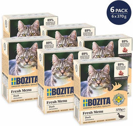 Produktbild von Bozita Hundefutter Tetra Häppchen in Sauce mit Ente getreidefrei und ohne Zucker 6x370 g
