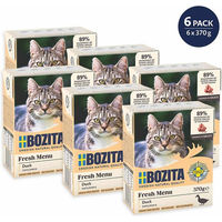 Produktbild von Bozita Hundefutter Tetra Häppchen in Sauce mit Ente getreidefrei und ohne Zucker 6x370 g