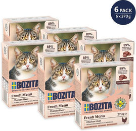 Bozita Hundefutter Tetra Häppchen in Sauce mit Hühnchenleber getreidefrei und ohne Zucker 6x370 g – Bild 1 von 1
