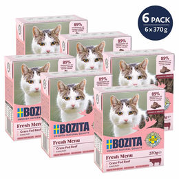 Produktbild von Bozita Hundefutter Tetra Häppchen in Sauce mit Rind getreidefrei und ohne Zucker 6x370 g