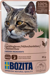 Bozita Katzen Nassfutter Häppchen in Gelee mit Hühnchenleber 12 x 85 g - 12 x 85 g – Bild 1 von 2